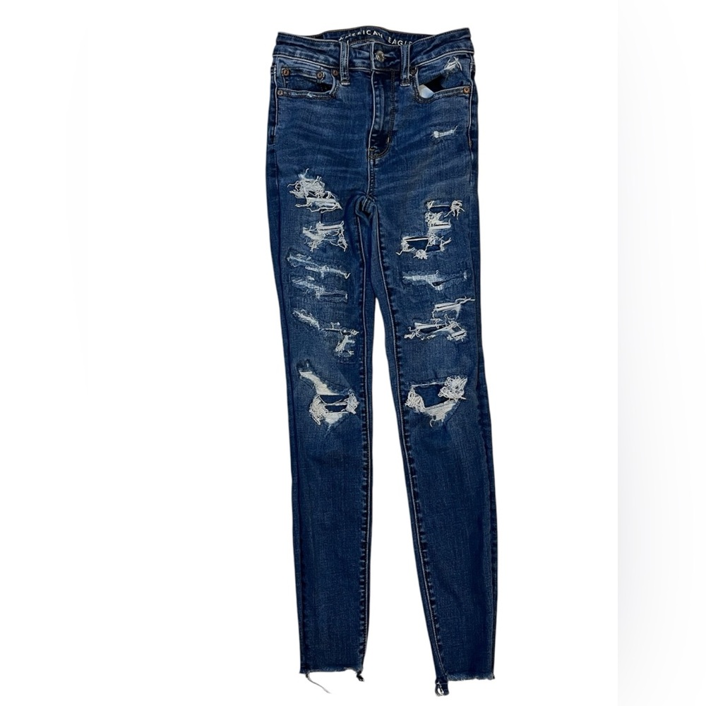 American Eagle Outfitters Blue Skinny Jeans Distressed